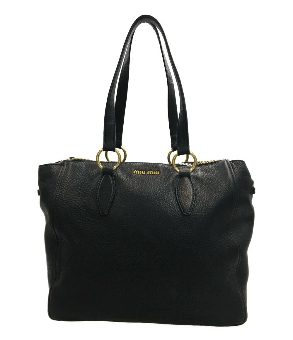 Miu Miu Vitello Lux Leather Tote Bag Black